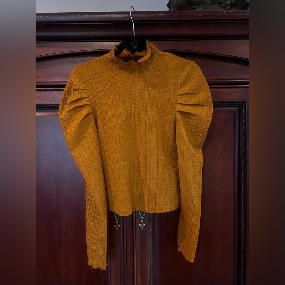 Mustard Yellow Puff Sleeve top